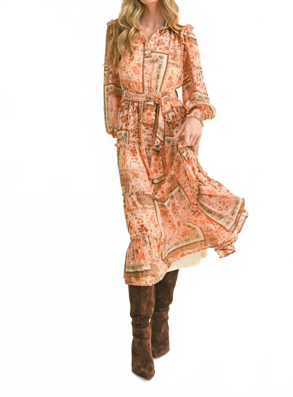 NEW &MERCI patch perfect patchwork midi dress in dusty pink multi